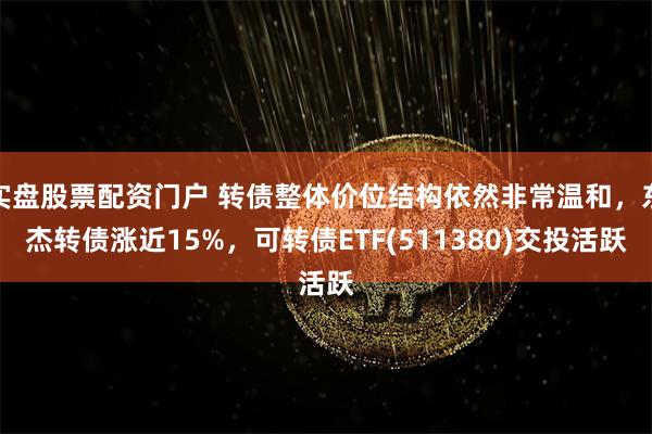 实盘股票配资门户 转债整体价位结构依然非常温和，东杰转债涨近15%，可转债ETF(511380)交投